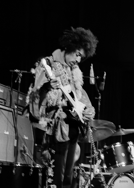 Jimi Hendrix at the concert house in Stockholm 1968